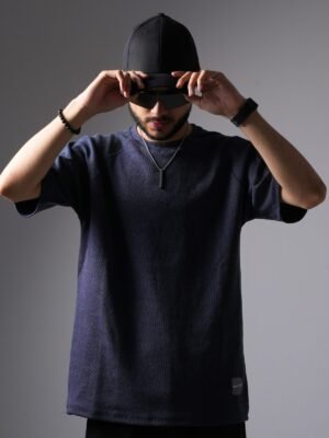 DEEP BLUE RIB FABRIC BASIC DROP