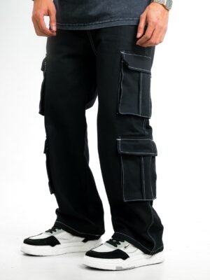 CONTRAST BLACK BAGGY CARGO