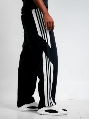 Mens Baggy Fitted Sweatpants - 3 Stripped Black